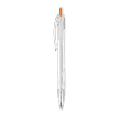 Pix rpet push pix transparent plastic ballpoint pen with orange clip and cap