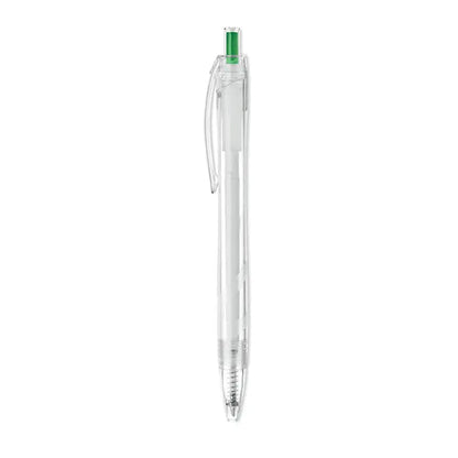Pix rpet push pix cu corp transparent si capac verde din plastic reciclat pentru birou si scoala