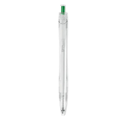 Pix rpet push pix cu pix verde transparent și corp transparent din plastic reciclat
