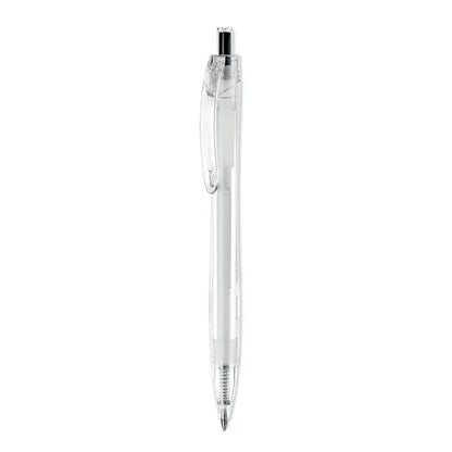 Pix rpet push pix transparent plastic pen with clear barrel and black tip for smooth writing