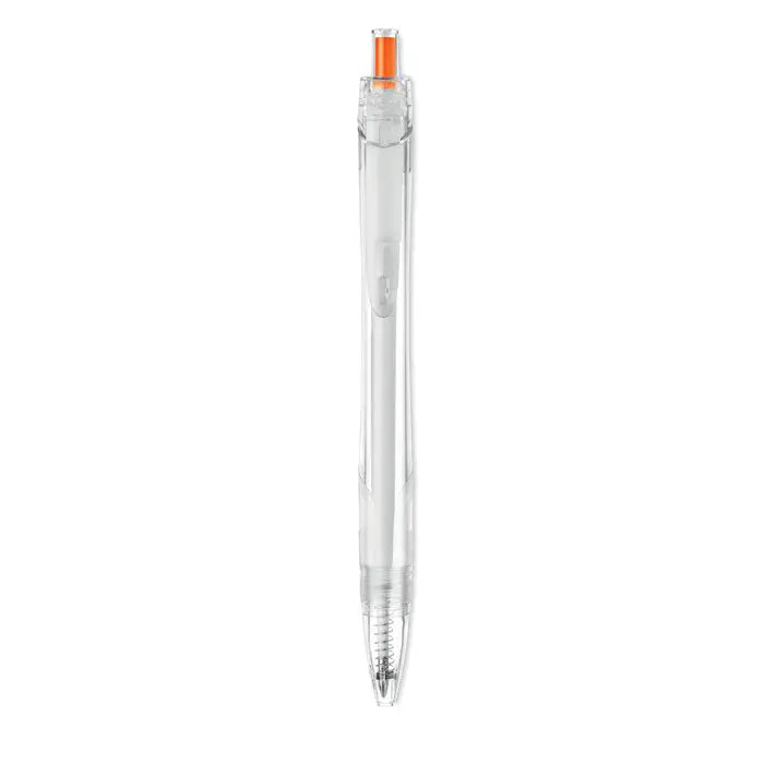 Pix rpet push pix creion cu bila din plastic transparent cu capac portocaliu si corp transparent