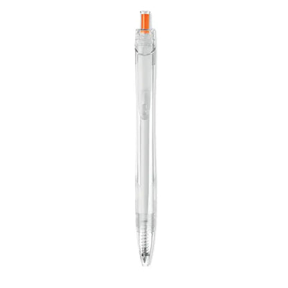Pix rpet push pix creion cu bila din plastic transparent cu capac portocaliu si corp transparent