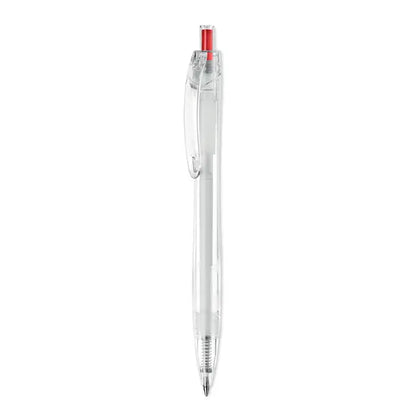 Pix rpet push pix transparent ballpoint pen with red cap silver tip and plastic body