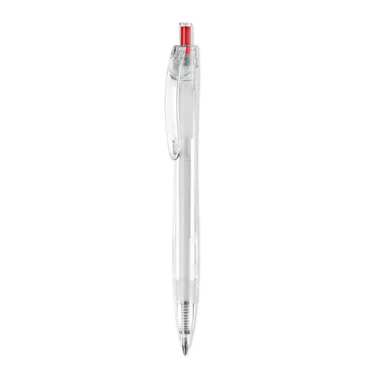 Pix rpet push pix transparent ballpoint pen with red cap silver tip and plastic body