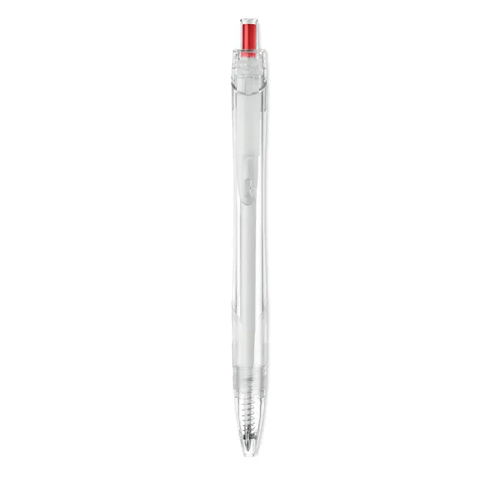 Pix rpet push pix cu corp transparent si capac rosu fabricat din plastic transparent
