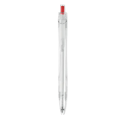 Pix rpet push pix cu corp transparent si capac rosu fabricat din plastic transparent