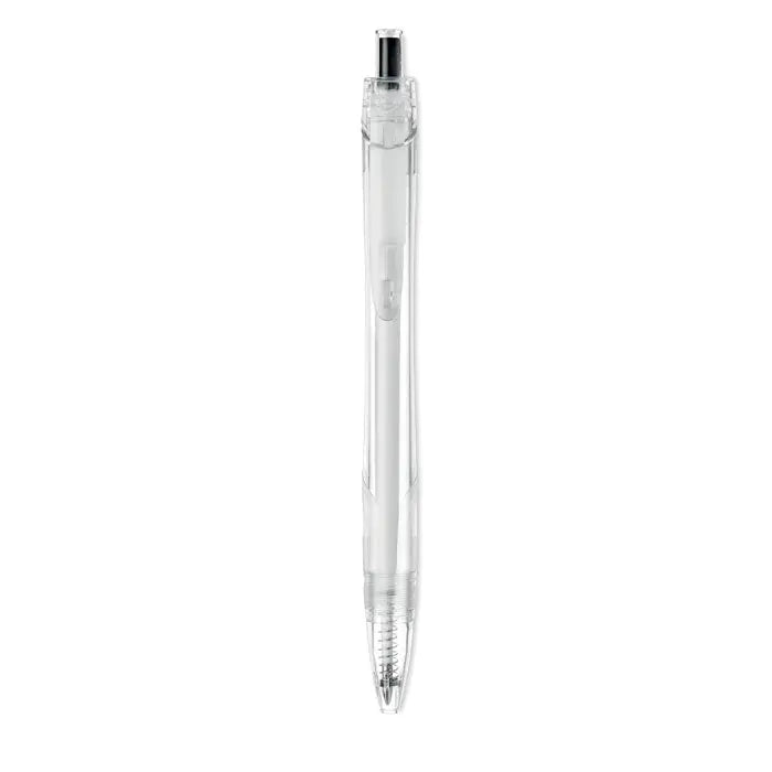 Pix rpet push pix transparent plastic ballpoint pen with silver metallic clip and tip