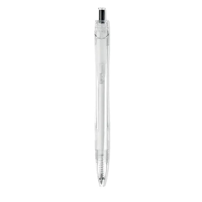 Pix rpet push pix transparent plastic ballpoint pen with silver metallic clip and tip