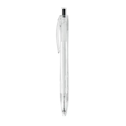 Pix rpet push pix cu corp din plastic transparent, clip argintiu si varf negru, instrument de scris eficient