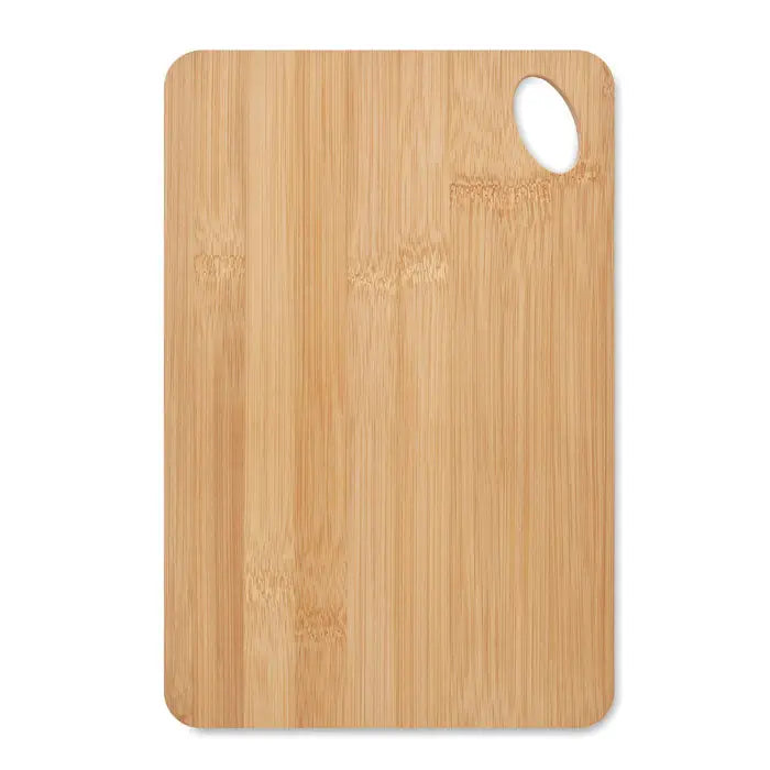 Placa mare de taiat din bambus maro deschis cu textura naturala si maner oval pentru bucatarie
