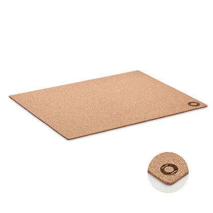 Placemat din pluta dreptunghiular cu suprafata texturata subtil si logo circular mic embossat in colt