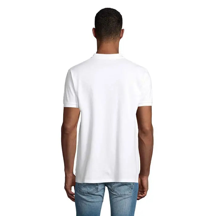 Tricou polo alb planet men cu mânecă scurtă, guler clasic și manșete reiate din bumbac 170g