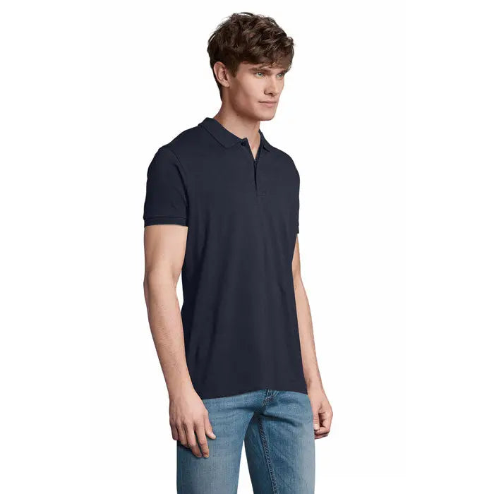 Polo albastru închis de la planet men cu mâneci scurte, guler clasic și material 170g pentru confort zilnic