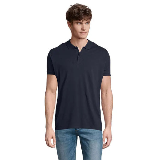 Polo albastru închis planet men cu mâneci scurte și guler clasic din bumbac 170g