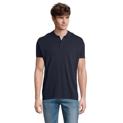 Polo scurtă bleumarin planet men 170g cu guler clasic și nasturi din material confortabil pentru bărbați