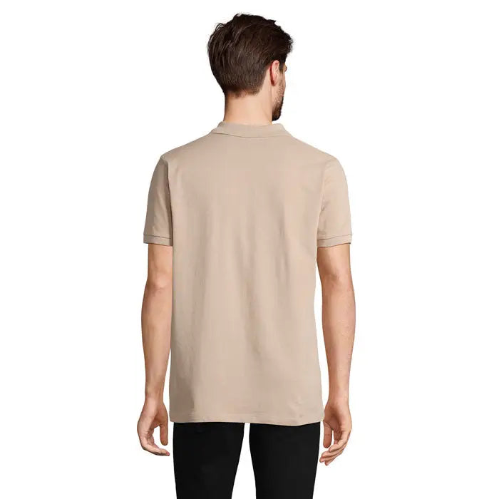 Tricou polo beige planet men 170g cu mâneci scurte, guler clasic și tiv cusut îngrijit