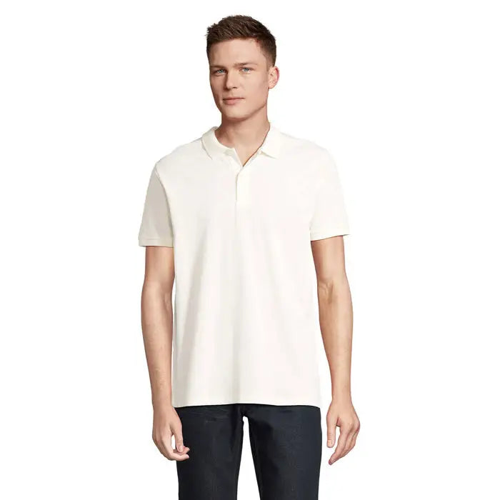 Tricou polo cream maneci scurte cu guler clasic si nasturi din bumbac 170g planet men polo 170g