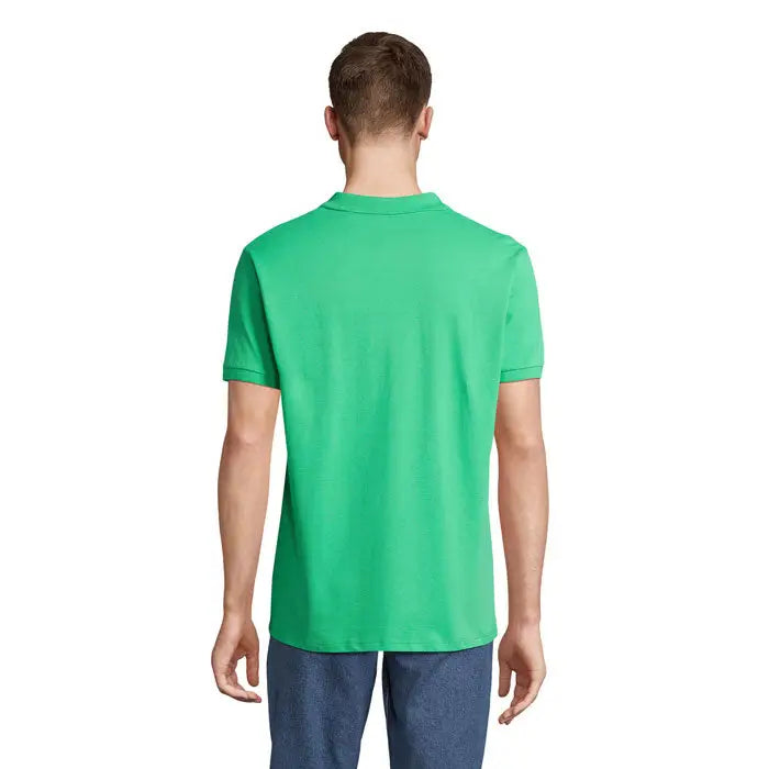 Tricou polo planet men verde strălucitor cu mâneci scurte guler clasic și manșete nervurate 170g