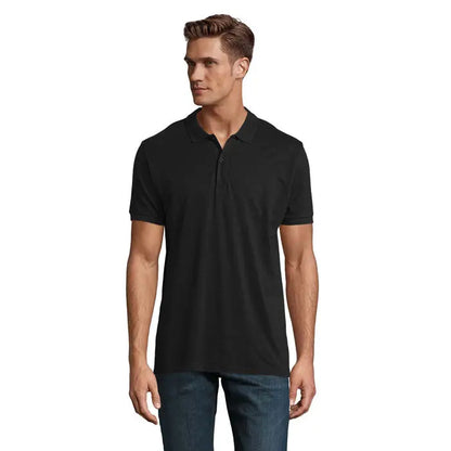 Tricou polo negru planet men cu mâneci scurte, guler clasic și nasturi din material 170g