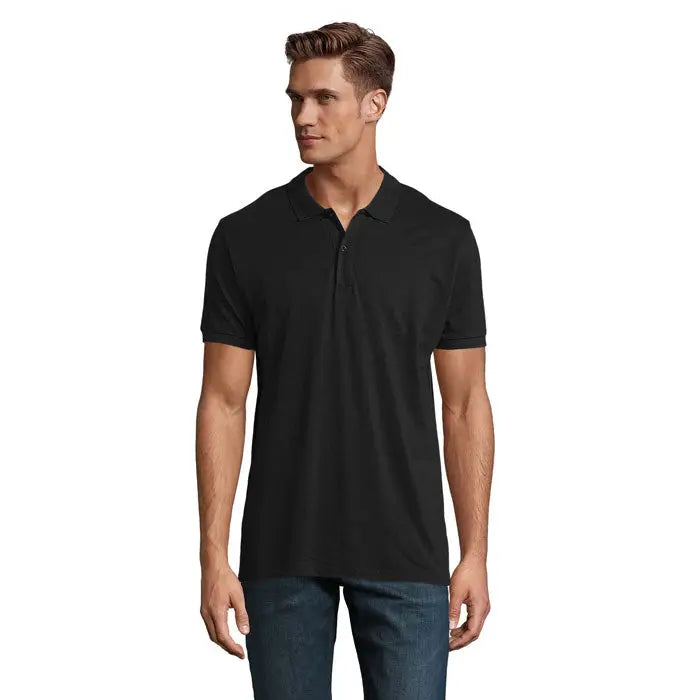 Tricou polo bărbați planet men negru cu mâneci scurte, guler clasic și nasturi, 170g material