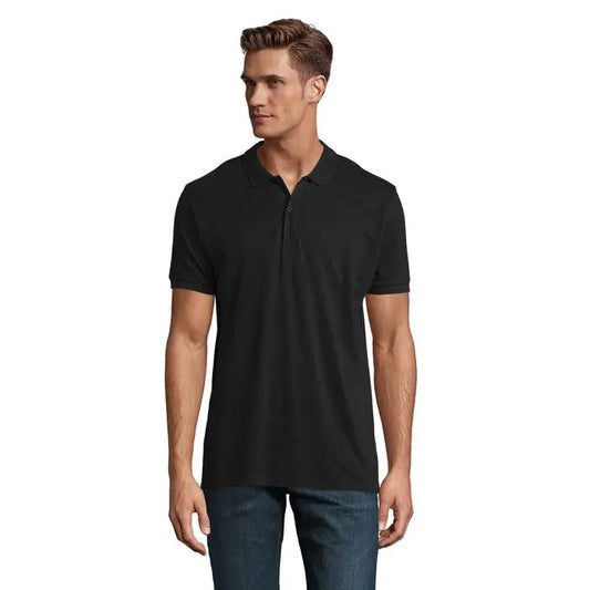 Tricou polo bărbătesc planet men negru cu mâneci scurte și guler clasic din material de 170g