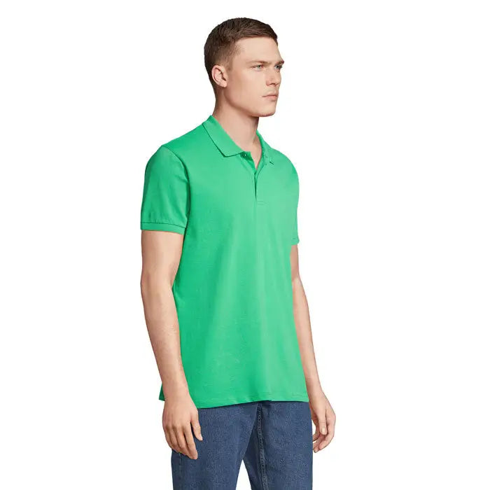 Tricou polo bright green de bărbați planet men 170g cu guler clasic și mâneci scurte din material ușor