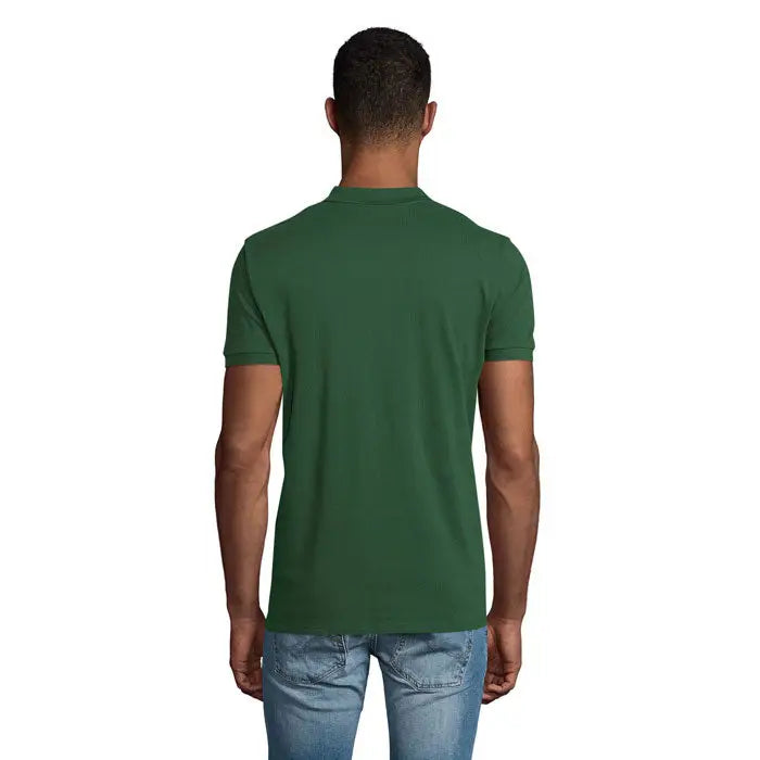 Tricou polo bărbătesc planet men în culoare verde închis cu mâneci scurte și guler clasic din material 170g
