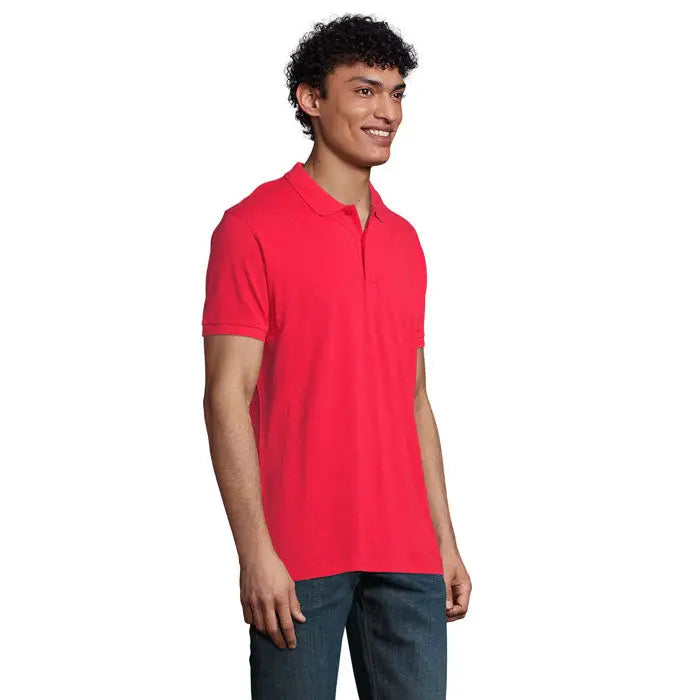 Tricou polo bărbați planet men roșu vibrant cu mâneci scurte, guler clasic și nasturi din material 170g