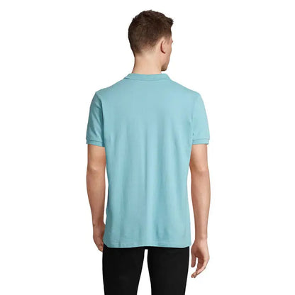 Tricou polo planet men albastru deschis cu maneci scurte, guler clasic si mansete striate 170g