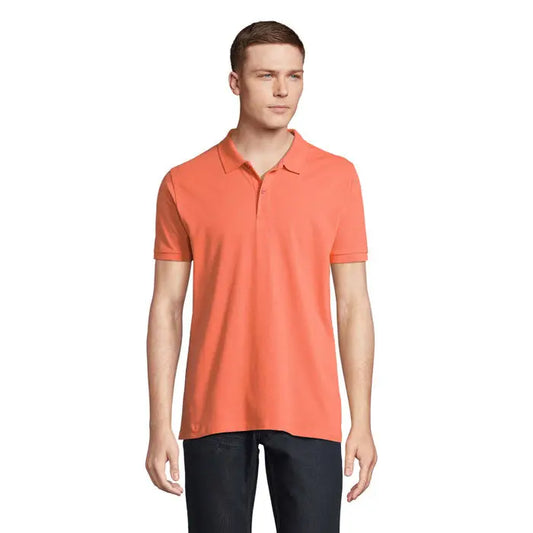 Tricou polo bărbați planet men coral din bumbac neted cu guler clasic și mâneci scurte 170g