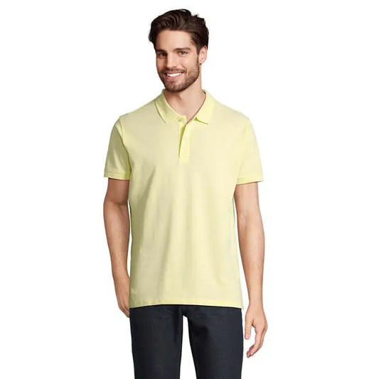 Tricou polo light yellow cu mâneci scurte și guler clasic din material de 170g planet men polo