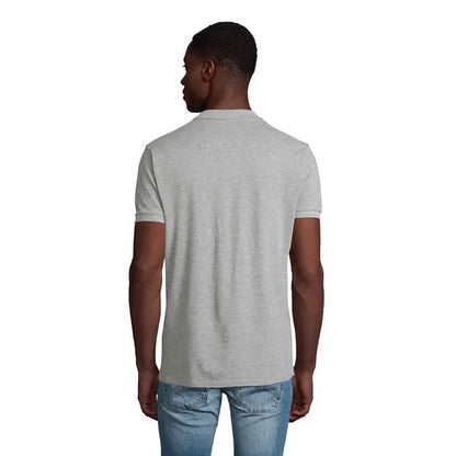 A heather gray short-sleeved polo shirt planet men polo 170g with classic collar and ribbed cuffs
