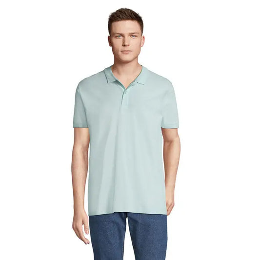 Tricou polo albastru deschis cu mâneci scurte planet men polo 170g din bumbac ușor și guler clasic