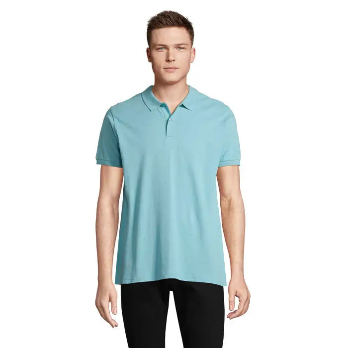 Tricou polo bărbați planet men albastru deschis 170g cu guler clasic și mâneci scurte din bumbac