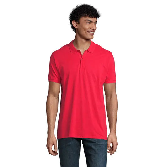 Planeta men polo 170g tricou polo roșu vibrant cu mâneci scurte din material de 170g, cu guler clasic și nasturi