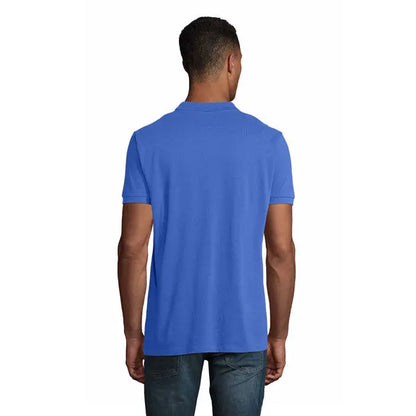 Polo albastru cu mâneci scurte planet men 170g din material texturat cu guler reiat