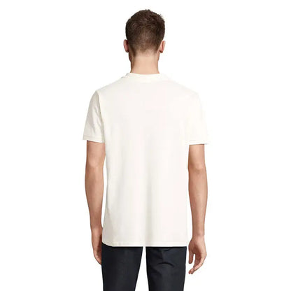 Tricou polo planet men crem din bumbac 170g cu mâneci scurte și guler rotund simplu