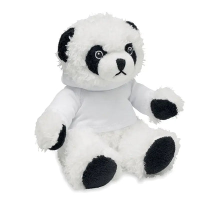 Plus de ursulet un panda de plus cu blana pufoasa alba si pete negre pe ochi urechi si labe