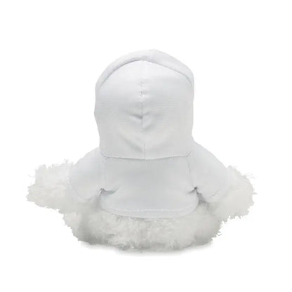 Costum alb plusat cu gluga si margini pufoase albe pentru plus de vaca de plus