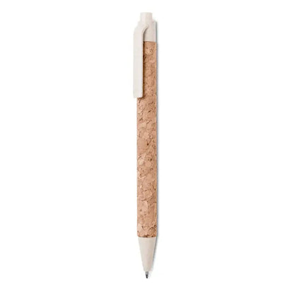 Pix din abs cu corp din plută bej și clip alb minimalist pentru scris elegant și sustenabil