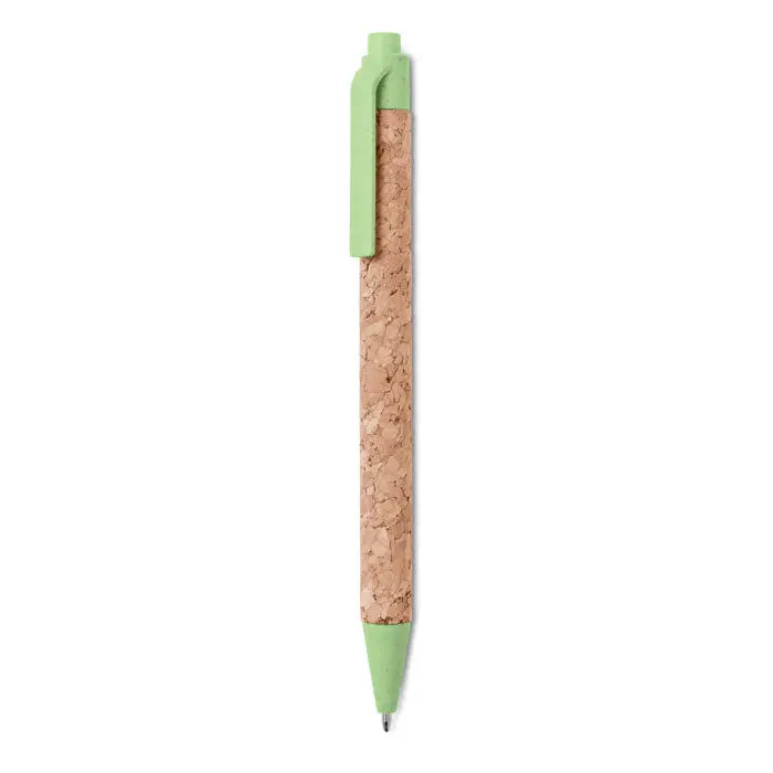 Pix verde din abs cu corp texturat natural din pluta si paie de grau pentru scris elegant si sustenabil