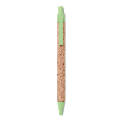 Pix ballpoint din abs verde cu textură de plută și finisaj mat, un stilou elegant și durabil