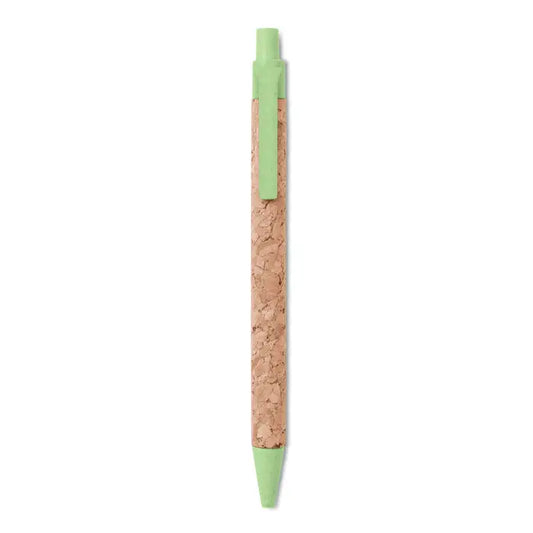 Pix ballpoint din abs verde cu textură de plută și finisaj mat, un stilou elegant și durabil