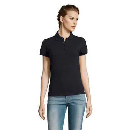 Polo polo 210 de dama people tricou polo negru cu mâneci scurte și guler clasic pentru femei