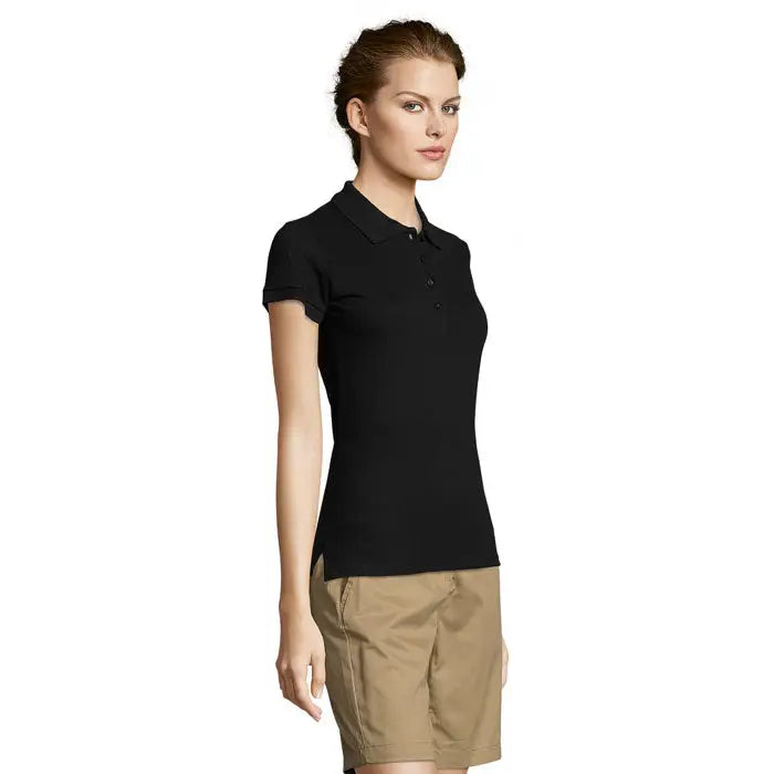 Polo polo 210 de dama people tricou polo negru cu mâneci scurte și guler clasic cu nasturi