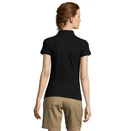 Polo polo 210 de dama people tricou polo negru cu mâneci scurte, guler clasic și manșete pliate elegant