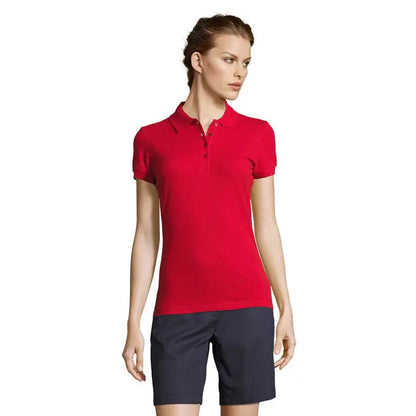 Polo polo 210 de dama people tricou polo scurt cu mâneci scurte roșu vibrant și guler clasic cu nasturi
