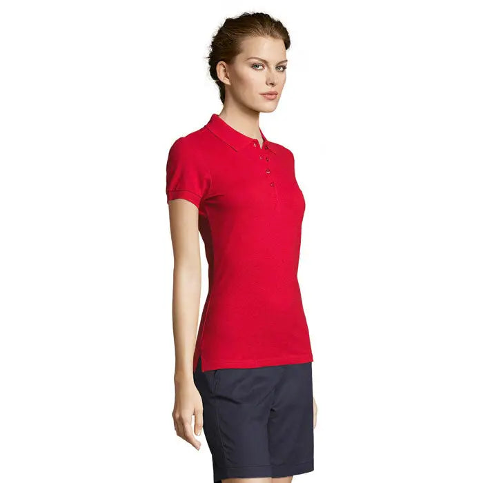 Tricou polo dama polo polo 210 people vibrant rosu cu maneci scurte guler clasic si nasturi in fata