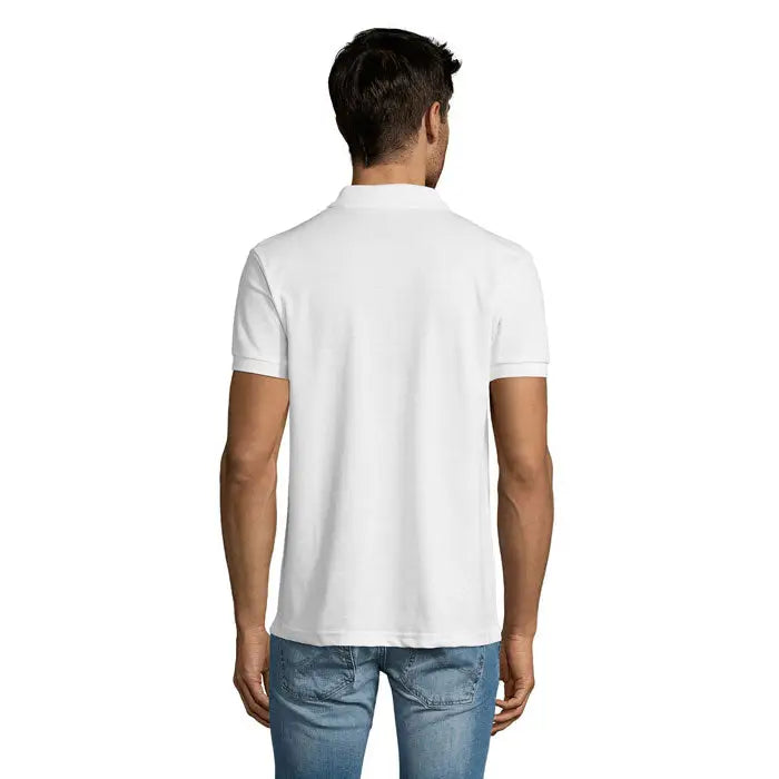 Tricou polo barbati prime alb cu maneci scurte guler clasic si cusaturi bine realizate din policoton