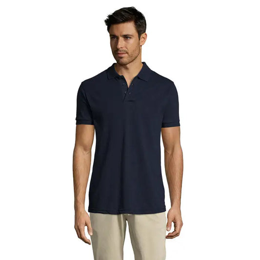 Polo barbatii prime din policoton albastru navy cu maneci scurte si guler clasic cu nasturi